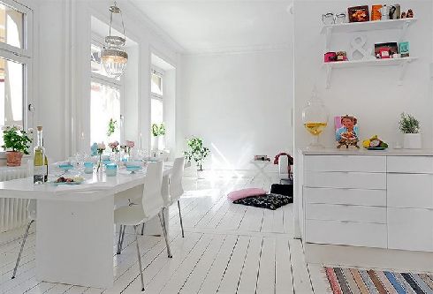 Elegant and Interesting White Apartment Swedish Style 1
